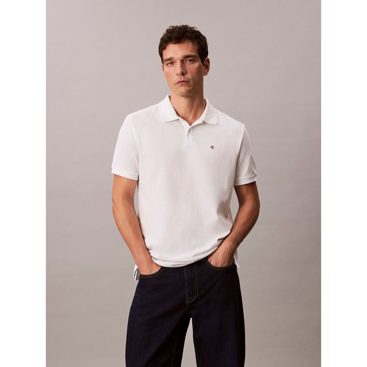 CALVIN KLEIN - Polo gris clásico de piqué de algodón Calvin Klein