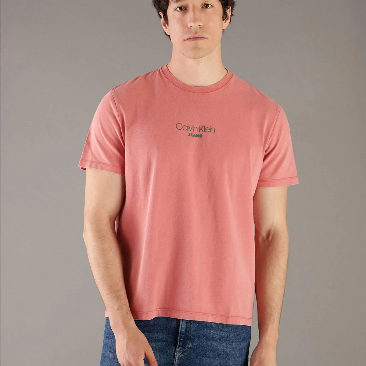 CALVIN KLEIN - Camiseta naranja Acid Wash Graphic Crewneck Calvin Klein