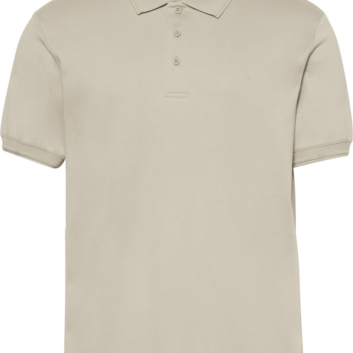 CALVIN KLEIN - Polo beige regular con monograma bordado en relieve Calvin Klein