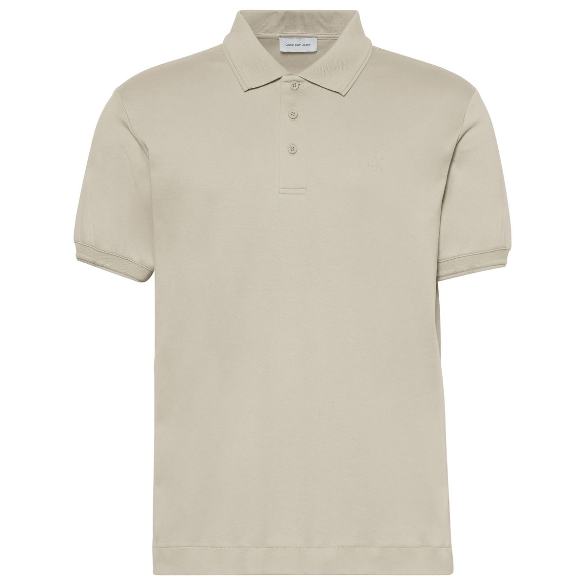 CALVIN KLEIN - Polo beige regular con monograma bordado en relieve Calvin Klein