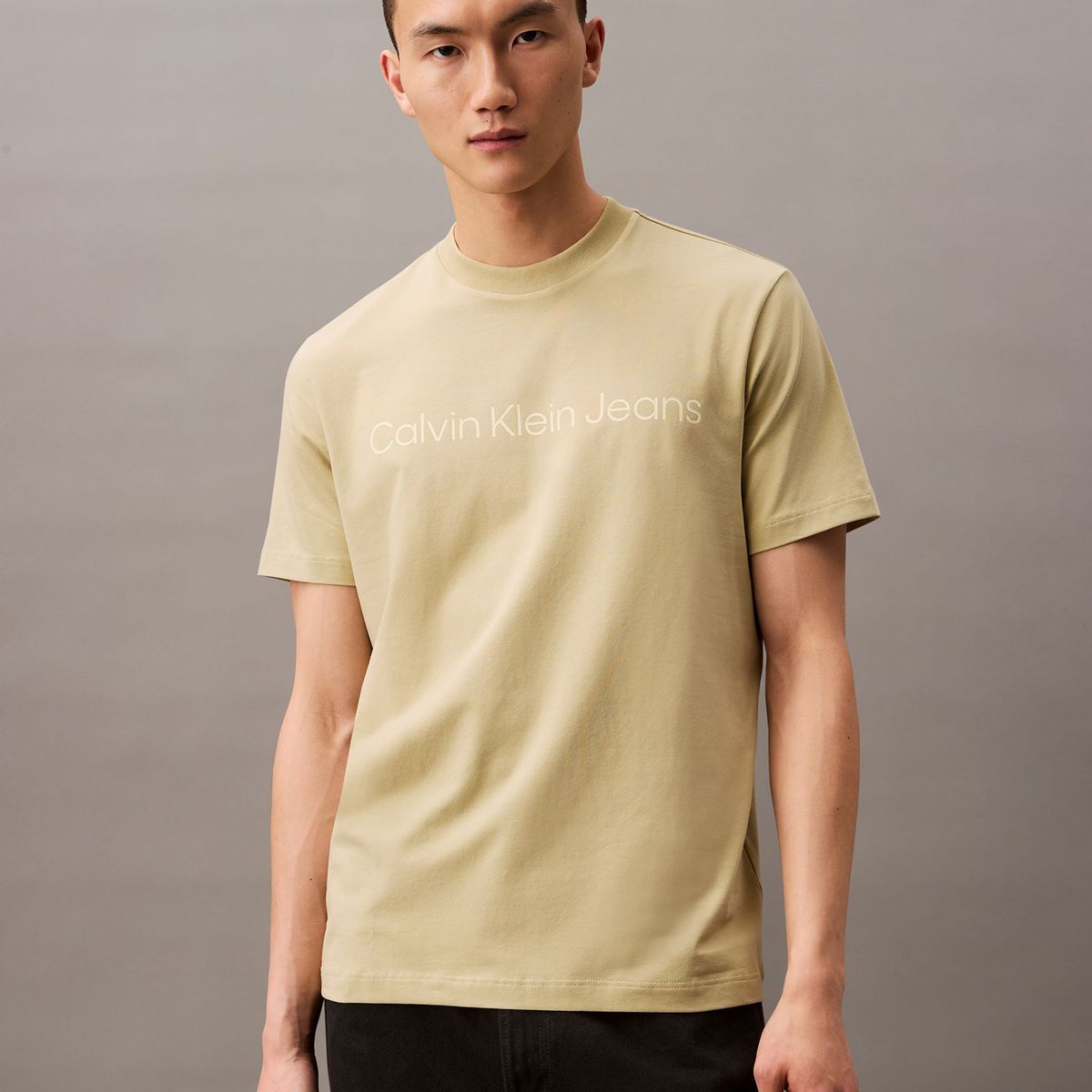 CALVIN KLEIN - Camiseta amarilla regular con logotipo Calvin Klein