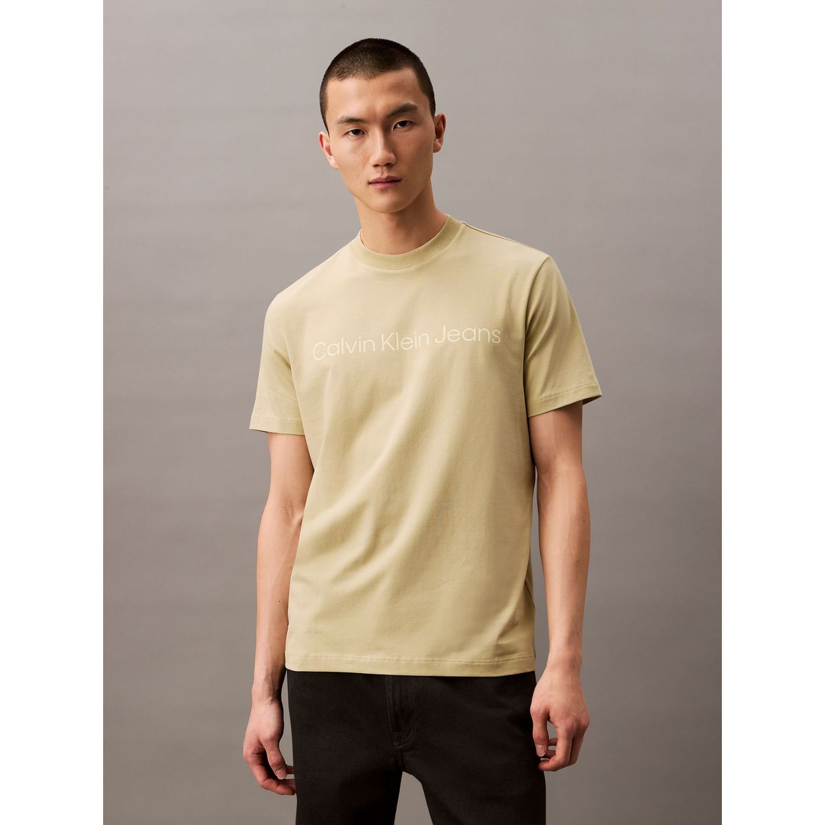 CALVIN KLEIN - Camiseta amarilla regular con logotipo Calvin Klein