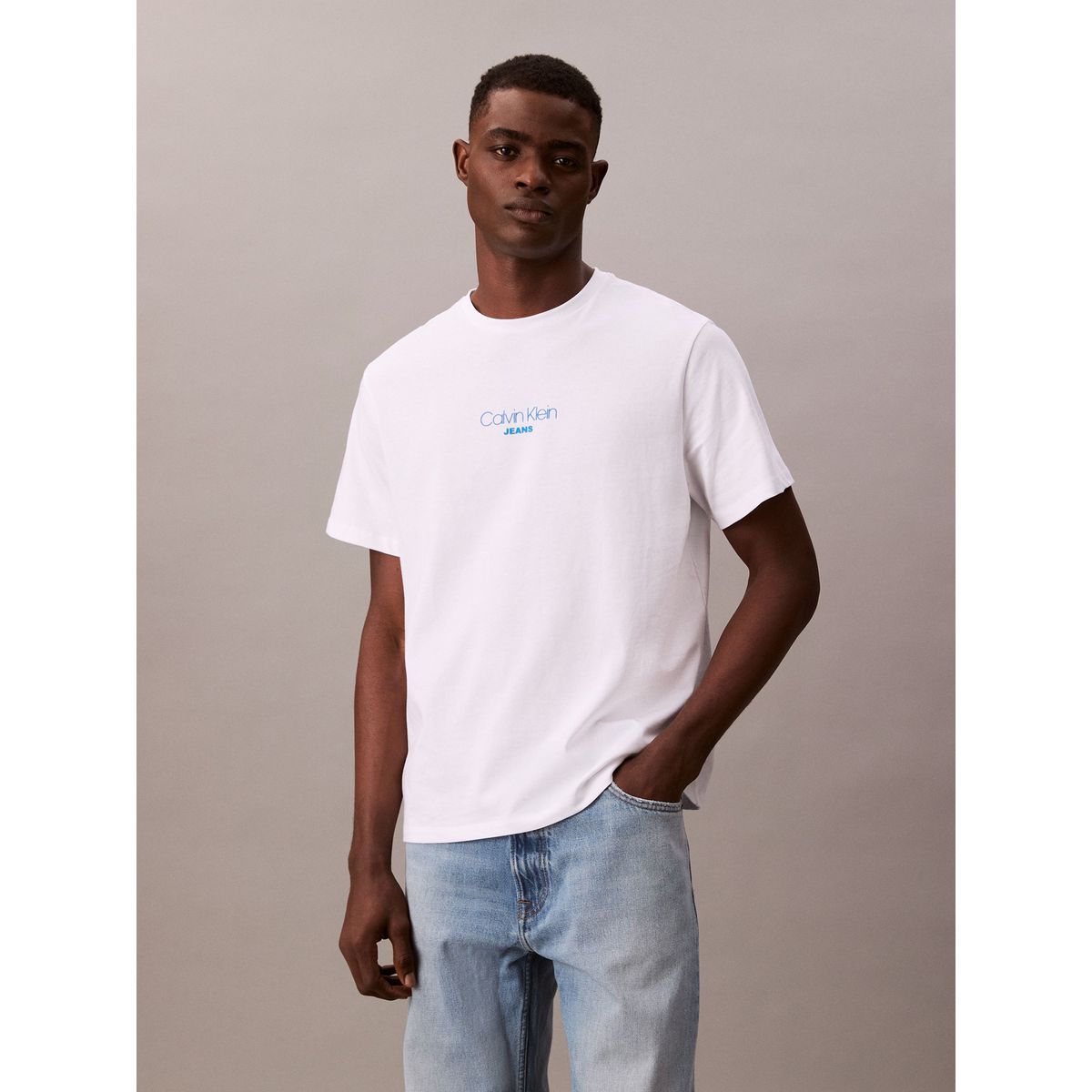 CALVIN KLEIN - Camiseta blanca Acid Wash Graphic Crewneck Calvin Klein