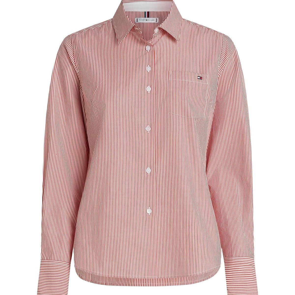 TOMMY HILFIGER - Camisa roja poplin a rayas con logo Tommy Hilfiger