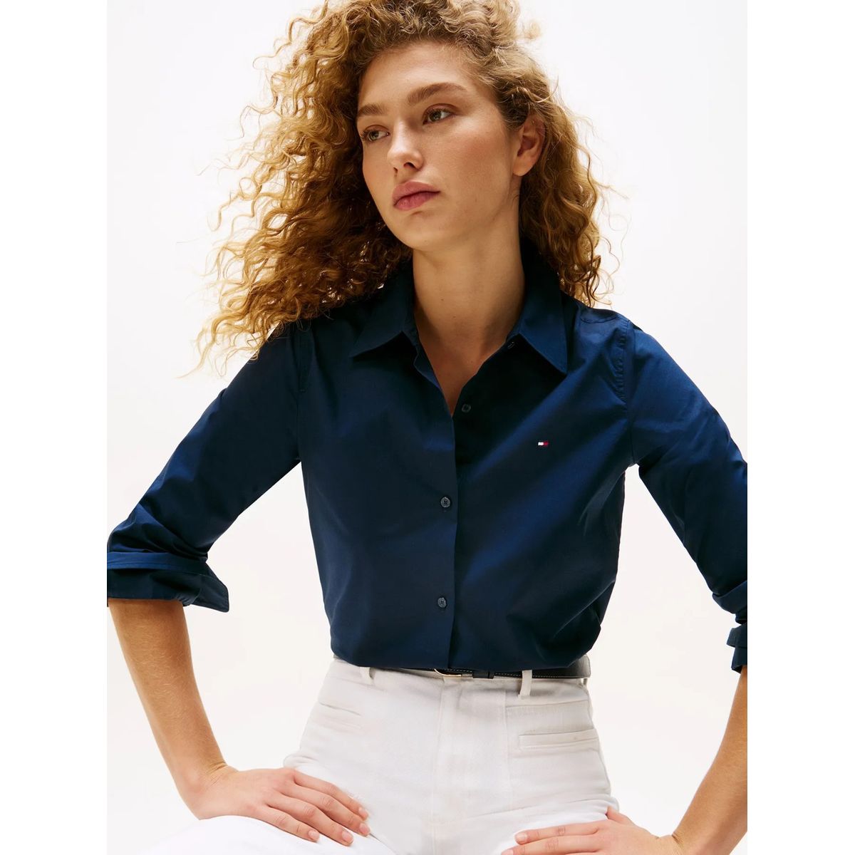 TOMMY HILFIGER - Camisa azul stretch de corte regular Tommy Hilfiger