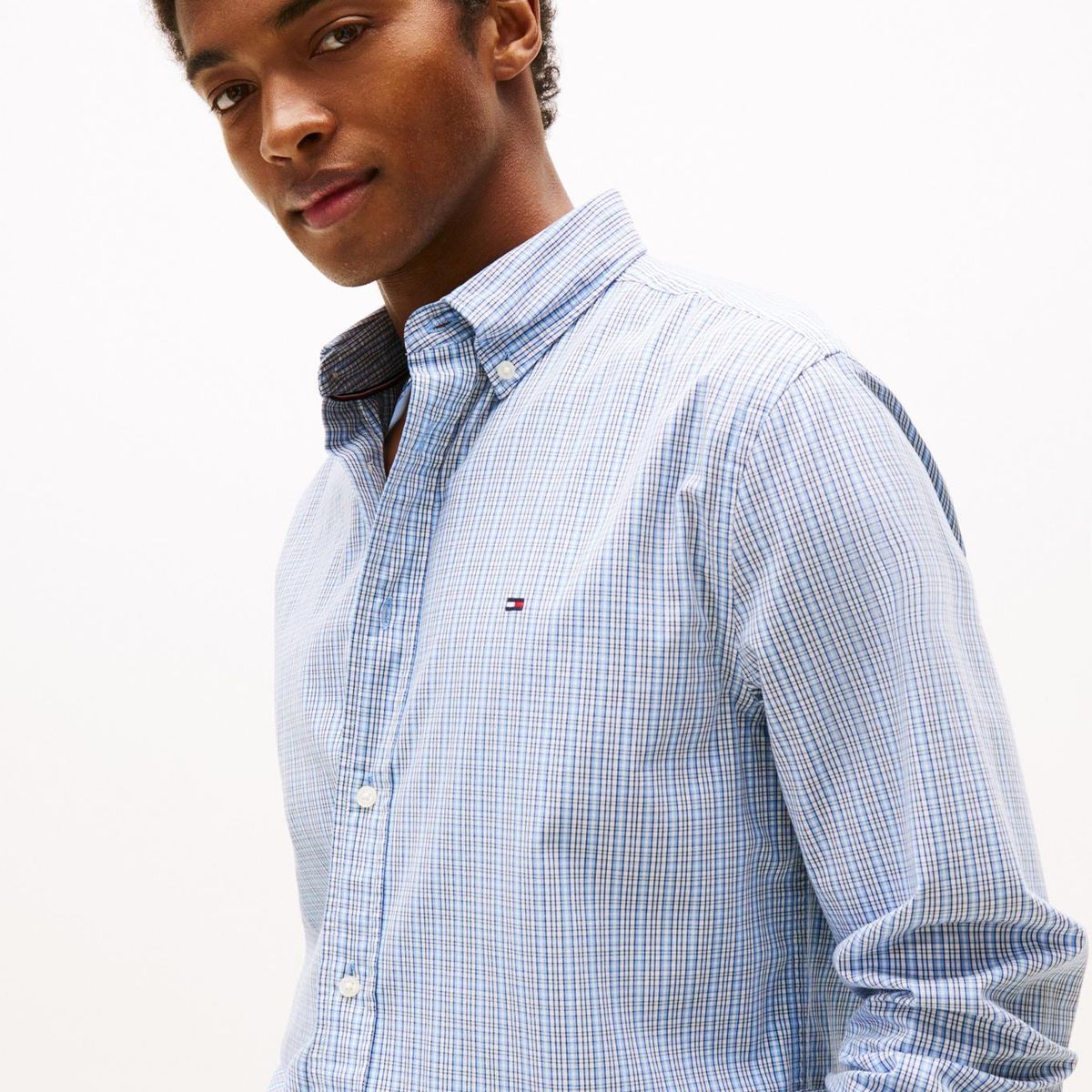 TOMMY HILFIGER - Camisa celeste Flex Poplin de manga larga Tommy Hilfiger