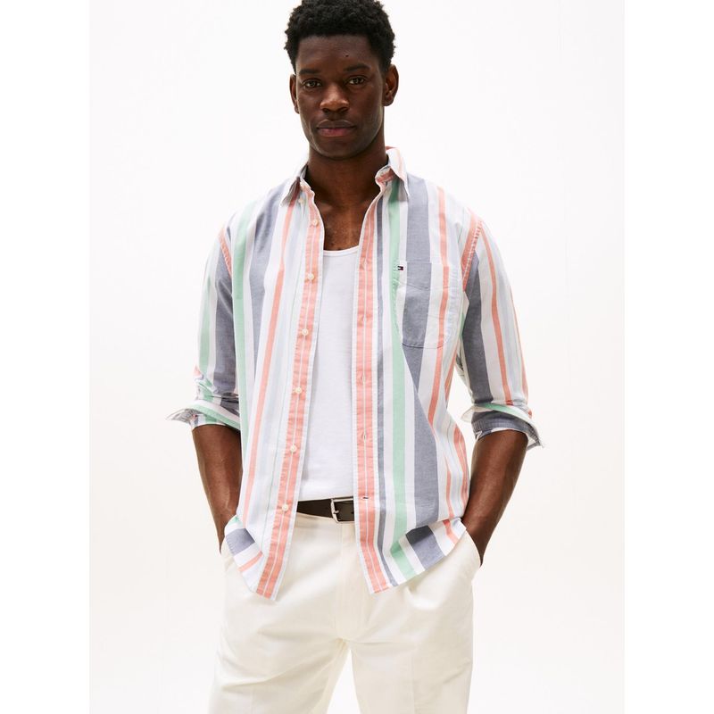 TOMMY HILFIGER - Camisa multicolor Oxford a rayas de corte amplio Tommy Hilfiger