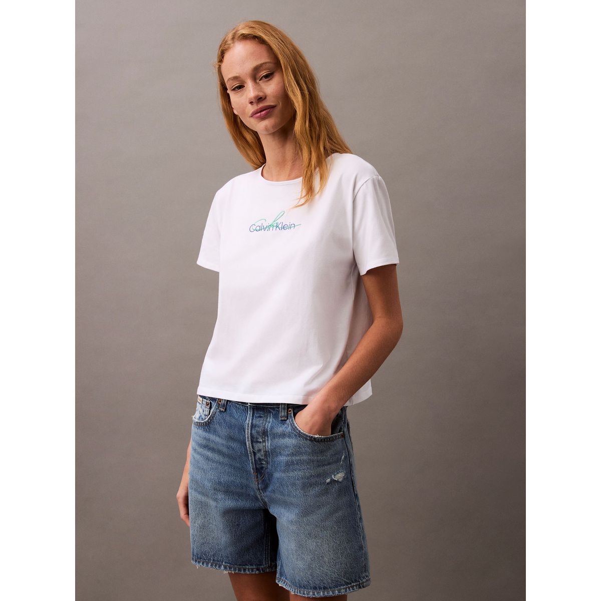 CALVIN KLEIN - Camiseta blanca slim con logo Calvin Klein