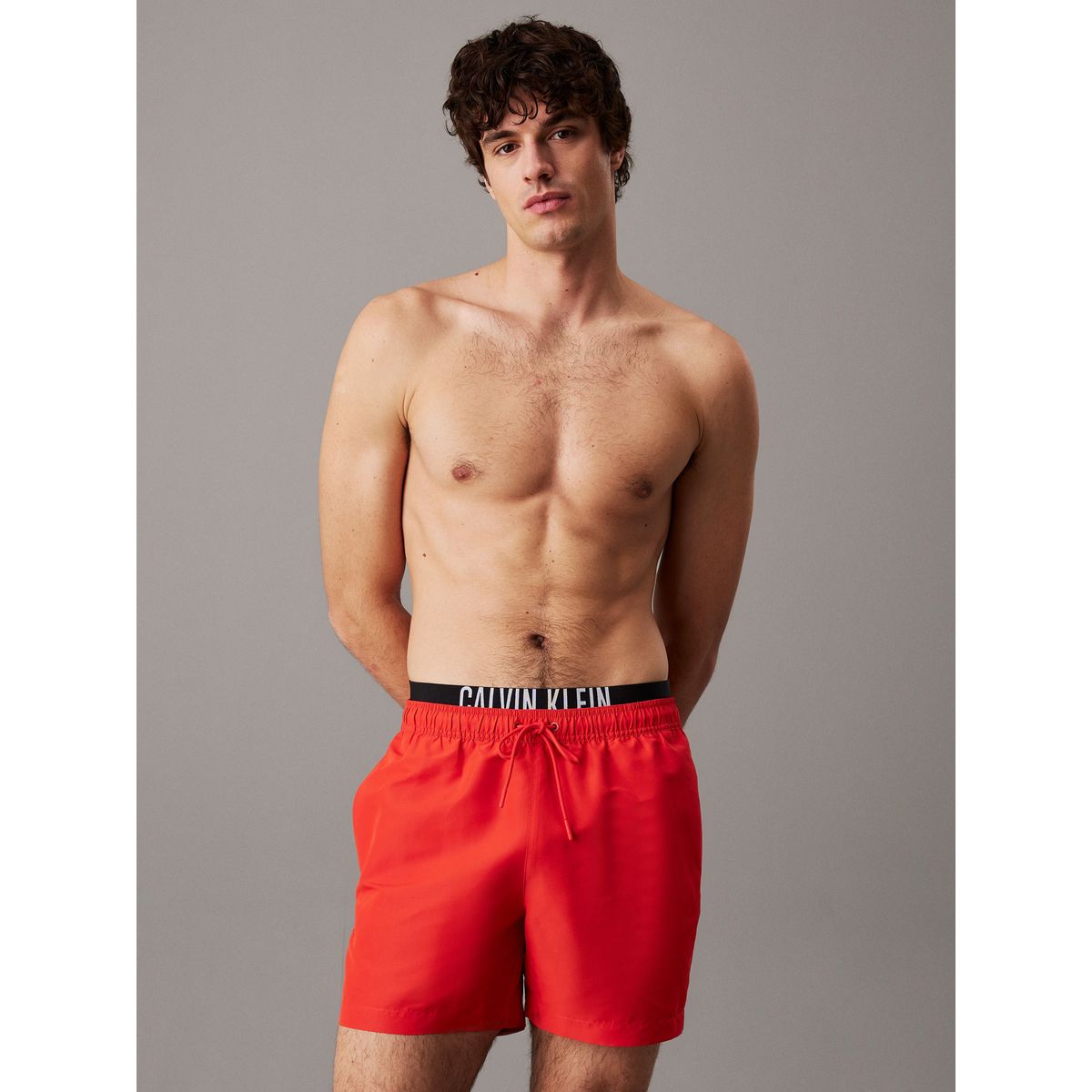CALVIN KLEIN - Traje rojo de baño corto con cinturilla doble - Intense Power Calvin Klein