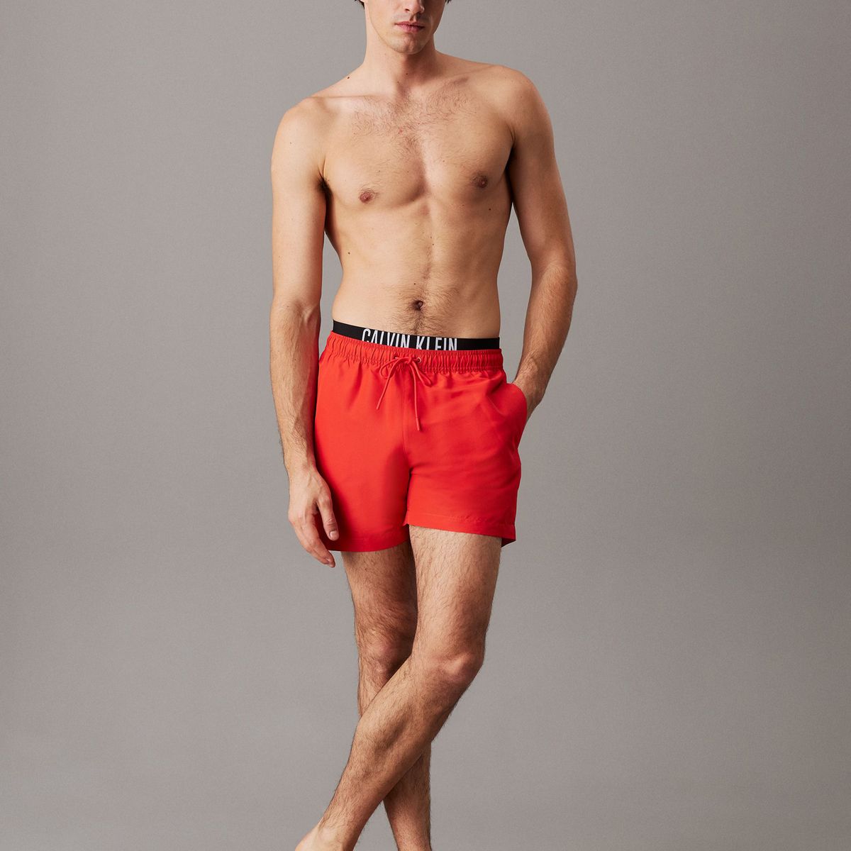 CALVIN KLEIN - Traje rojo de baño corto con cinturilla doble - Intense Power Calvin Klein