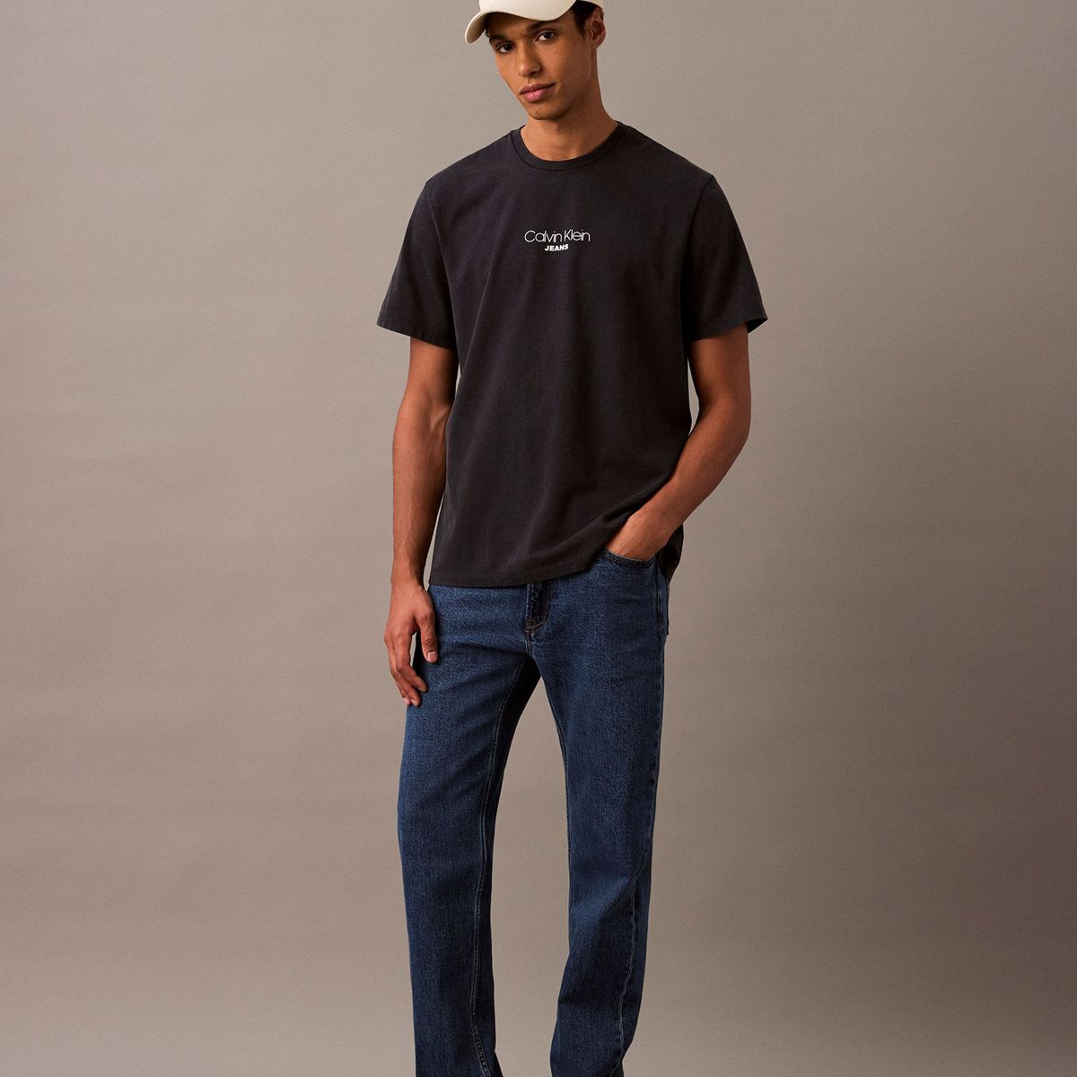 CALVIN KLEIN - Camiseta azul Acid Wash Graphic Crewneck Calvin Klein