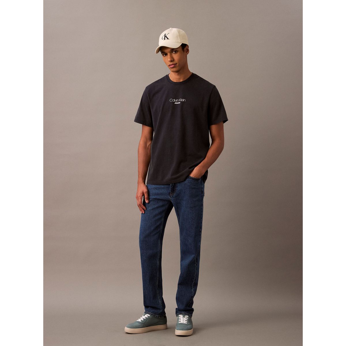 CALVIN KLEIN - Camiseta azul Acid Wash Graphic Crewneck Calvin Klein