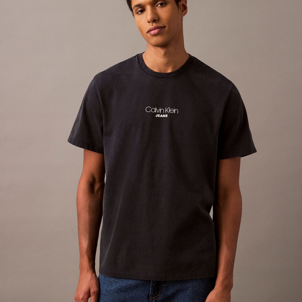 CALVIN KLEIN - Camiseta azul Acid Wash Graphic Crewneck Calvin Klein