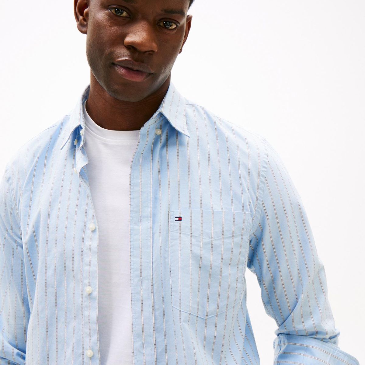 TOMMY HILFIGER - Camisa azul Oxford de rayas y corte regular Tommy Hilfiger