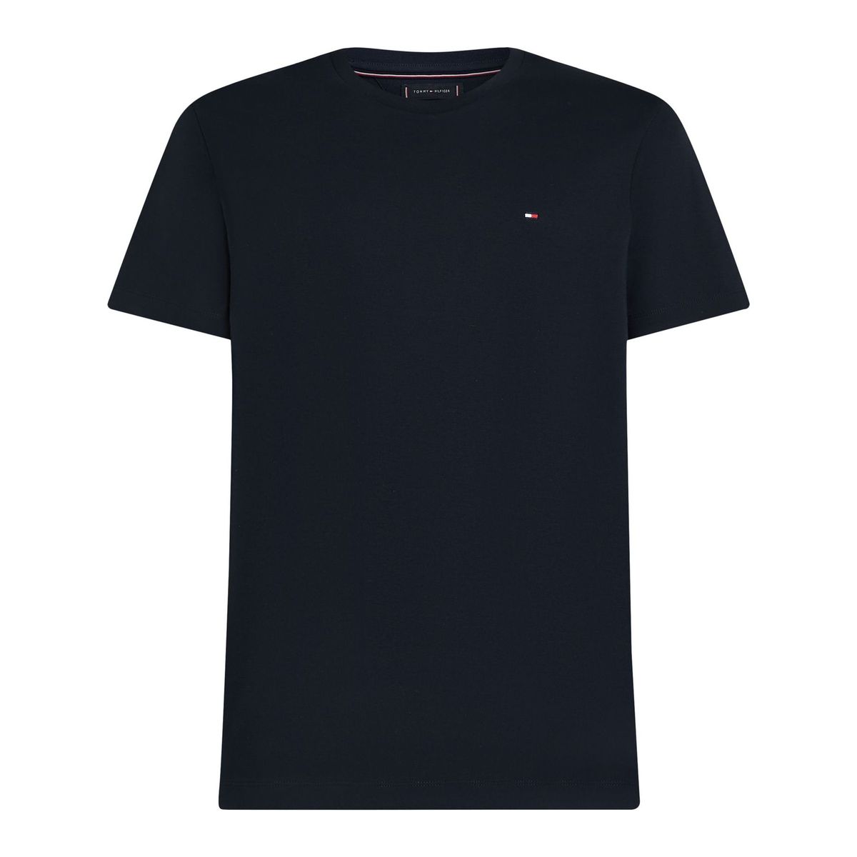 TOMMY HILFIGER - Camiseta azul de cuello redondo y punto interlock Tommy Hilfiger