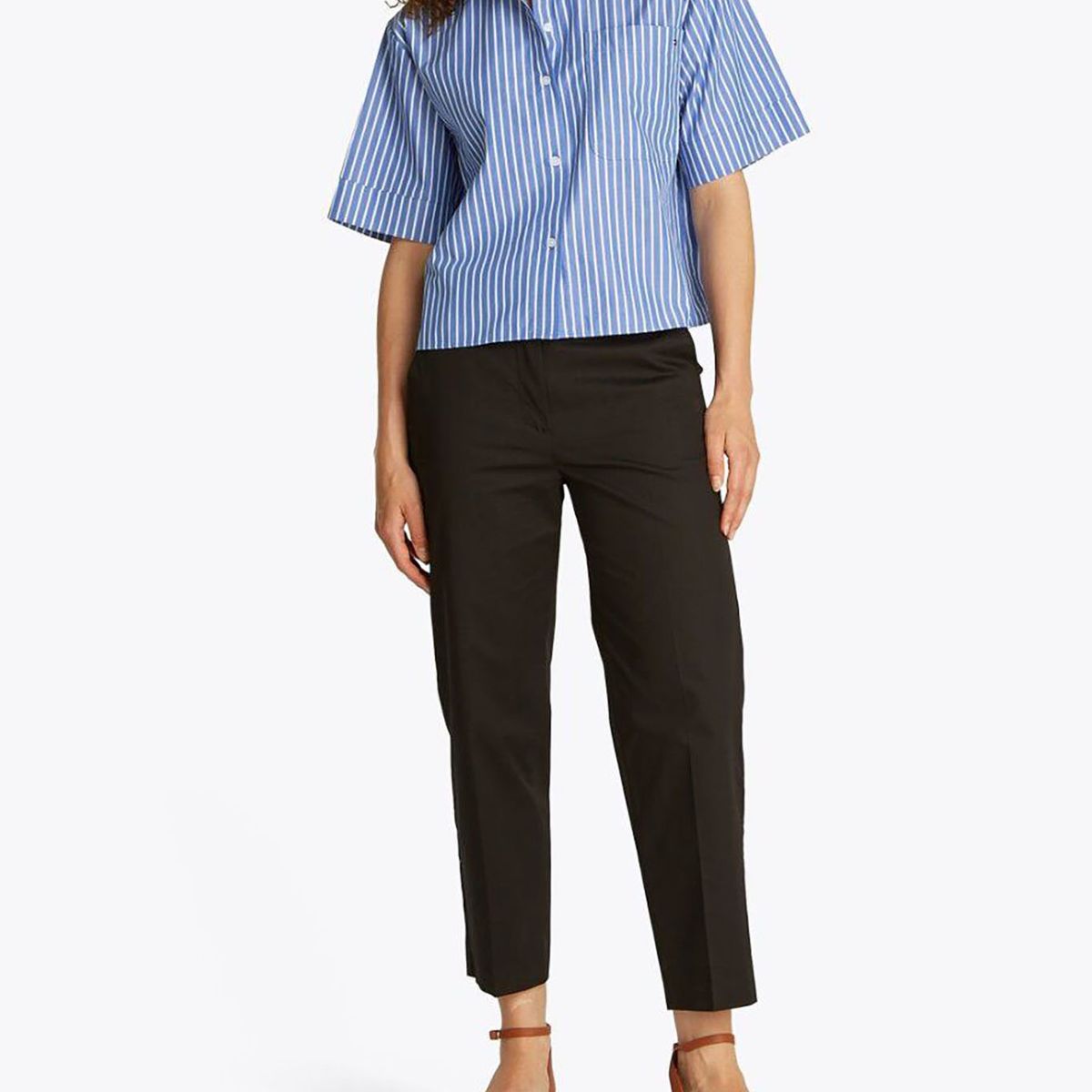 TOMMY HILFIGER - Camisa azul Corta de Rayas con Bolsillo Tommy Hilfiger