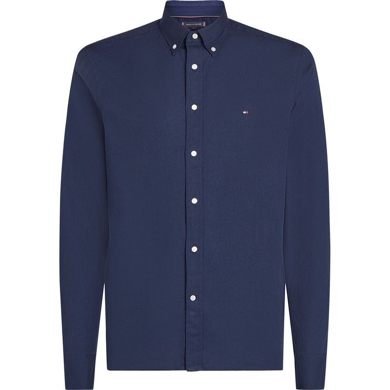 TOMMY HILFIGER - Camisa azul TH Flex slim de tejido dobby Tommy Hilfiger