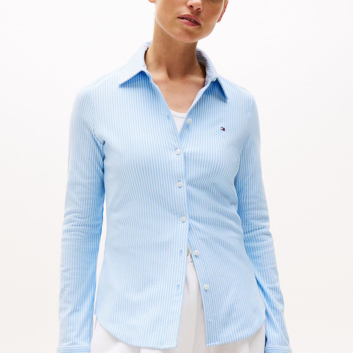 TOMMY HILFIGER - Camisa celeste de piqué 1985 de corte slim Tommy Hilfiger