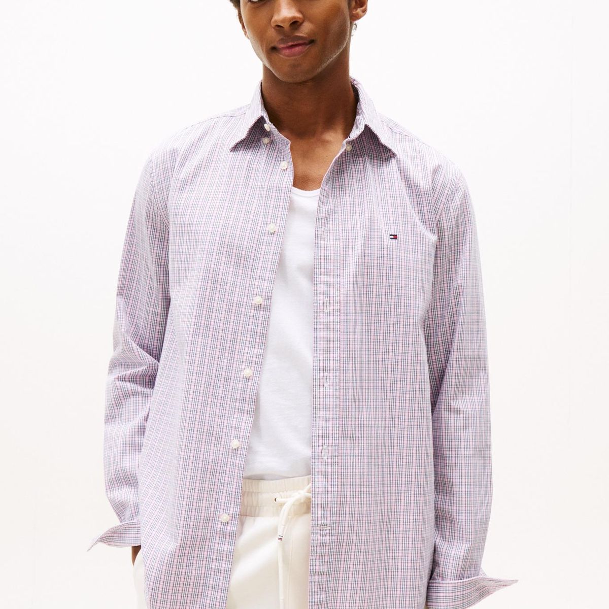 TOMMY HILFIGER - Camisa rosada Flex Poplin de manga larga Tommy Hilfiger