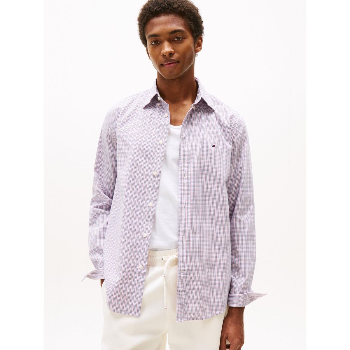 TOMMY HILFIGER - Camisa rosada Flex Poplin de manga larga Tommy Hilfiger