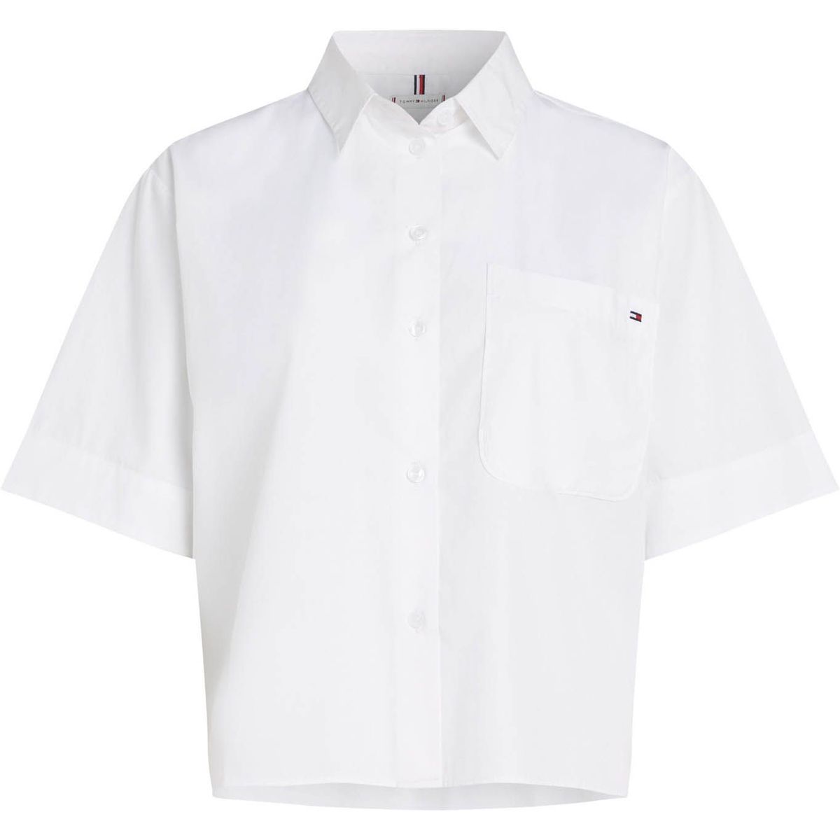 TOMMY HILFIGER - Camisa blanca Corta de Rayas con Bolsillo Tommy Hilfiger