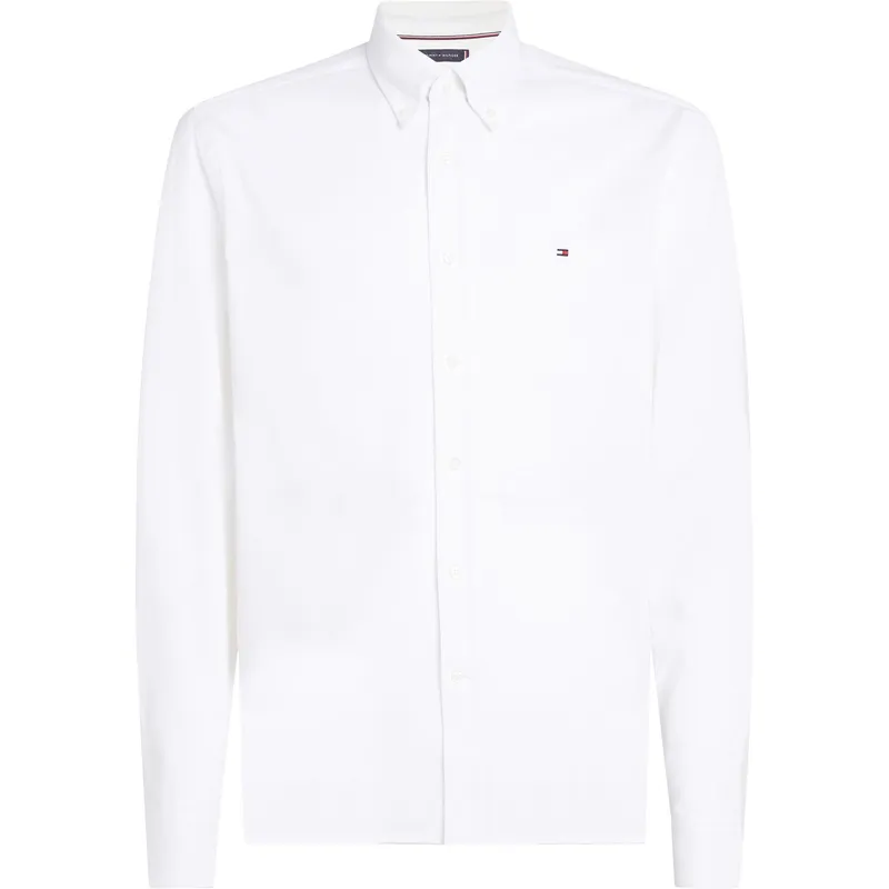 TOMMY HILFIGER - Camisa blanca TH Flex slim de tejido dobby Tommy Hilfiger