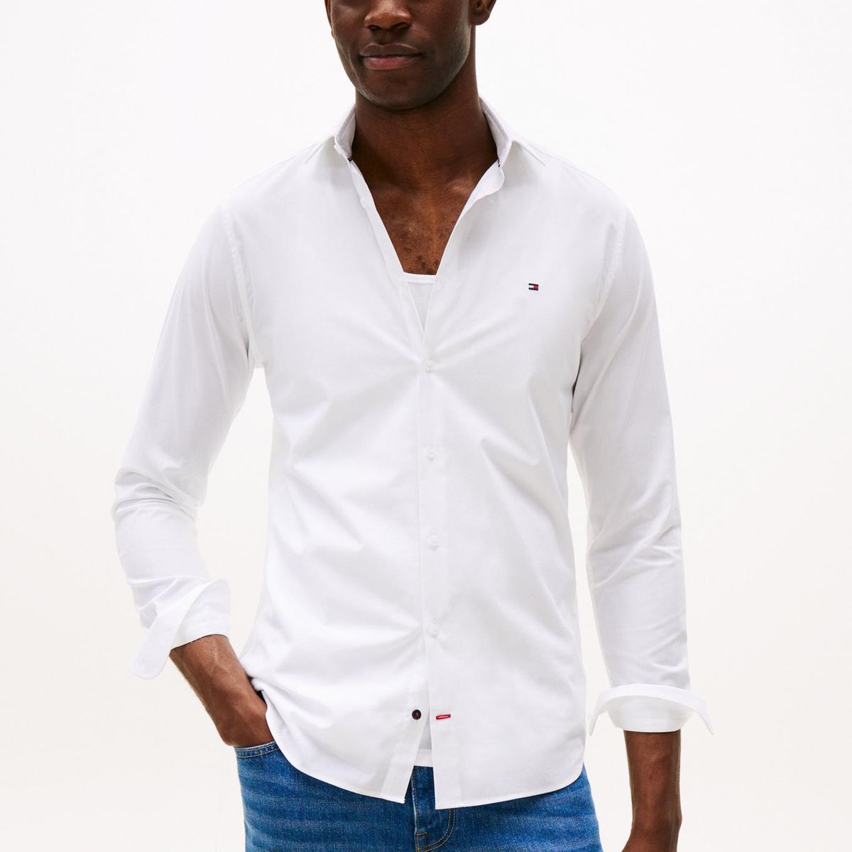 TOMMY HILFIGER - Camisa blanca flex poplin de corte slim Tommy Hilfiger