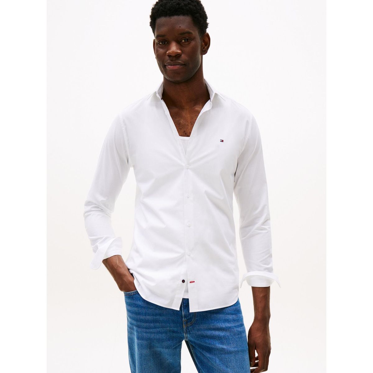 TOMMY HILFIGER - Camisa blanca flex poplin de corte slim Tommy Hilfiger