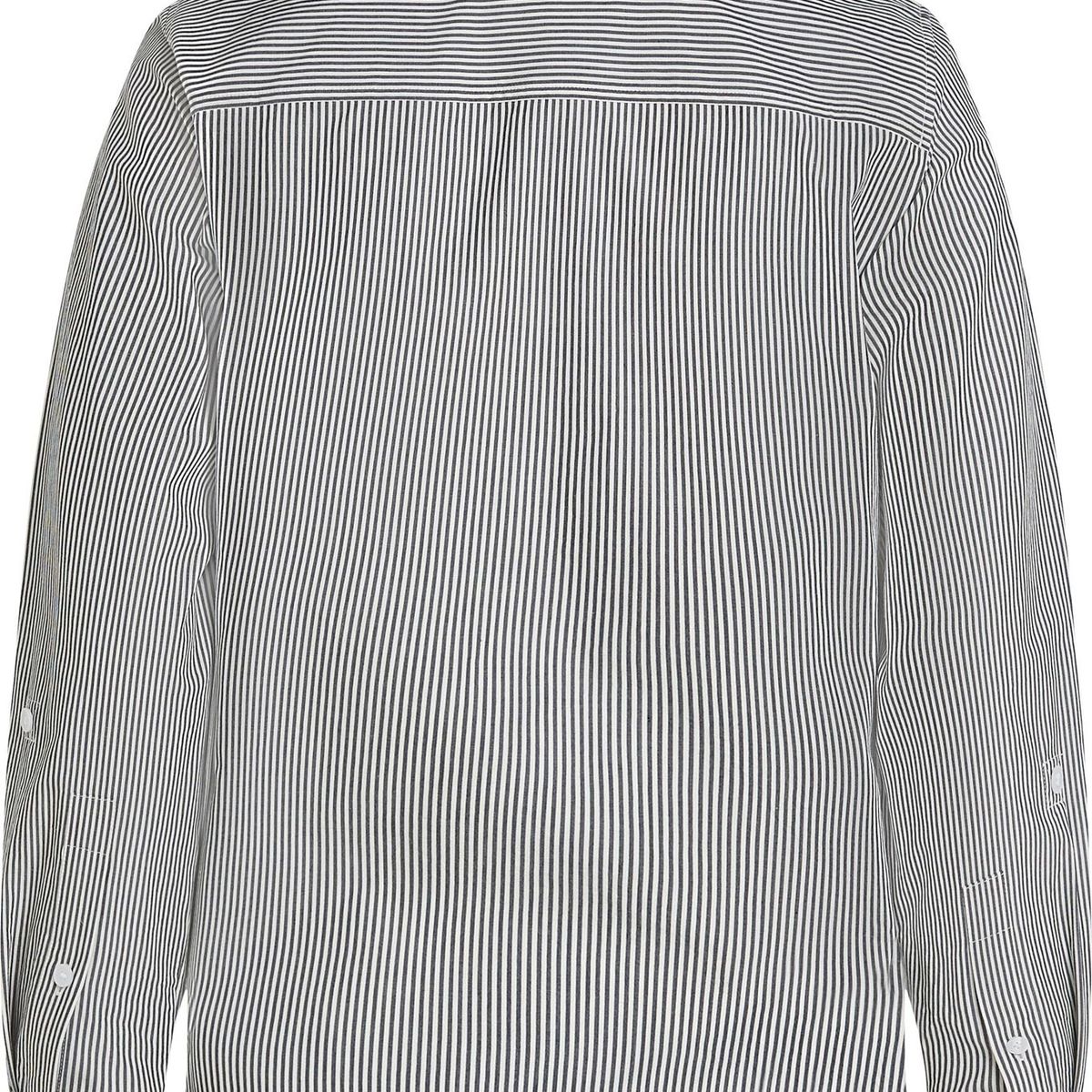TOMMY HILFIGER - Camisa gris poplin a rayas con logo Tommy Hilfiger