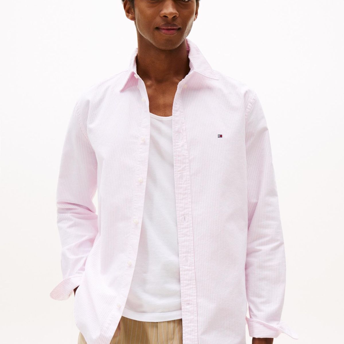 TOMMY HILFIGER - Camisa rosa Heritage de rayas con corte regular Tommy Hilfiger
