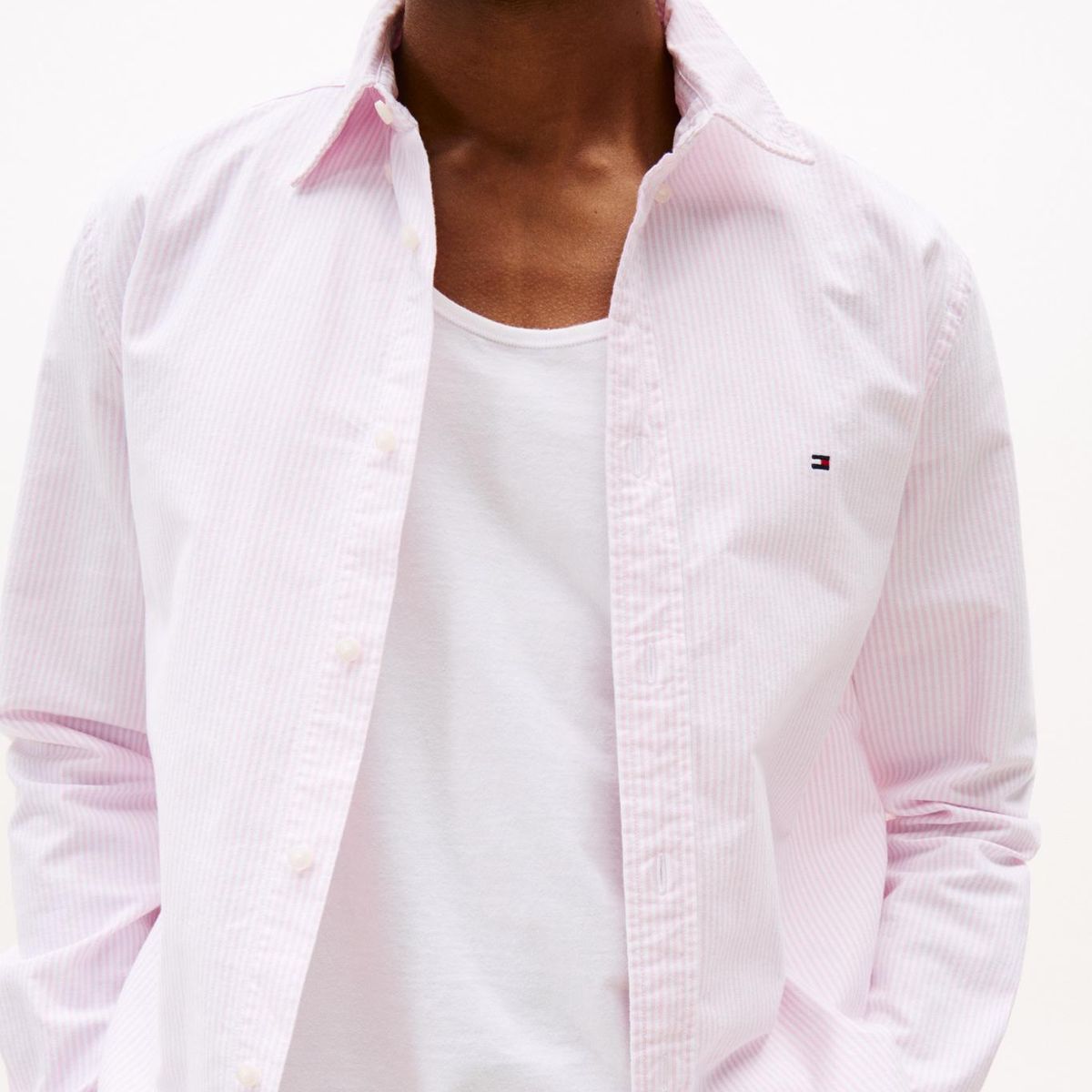 TOMMY HILFIGER - Camisa rosa Heritage de rayas con corte regular Tommy Hilfiger
