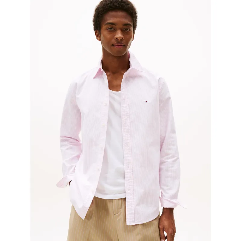 TOMMY HILFIGER - Camisa rosa Heritage de rayas con corte regular Tommy Hilfiger