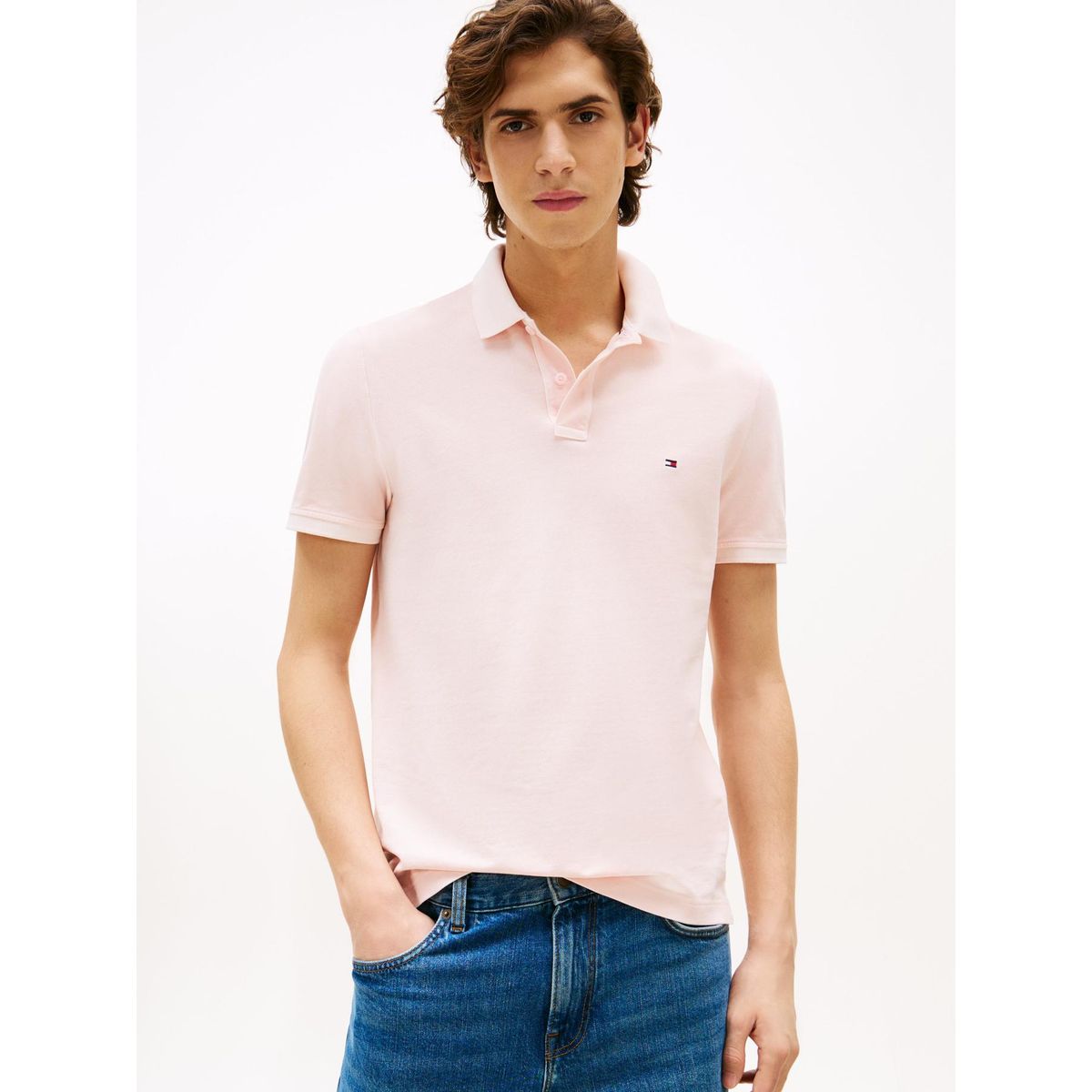 TOMMY HILFIGER - Polo rosa teñido en prenda con logo bordado Tommy Hilfiger