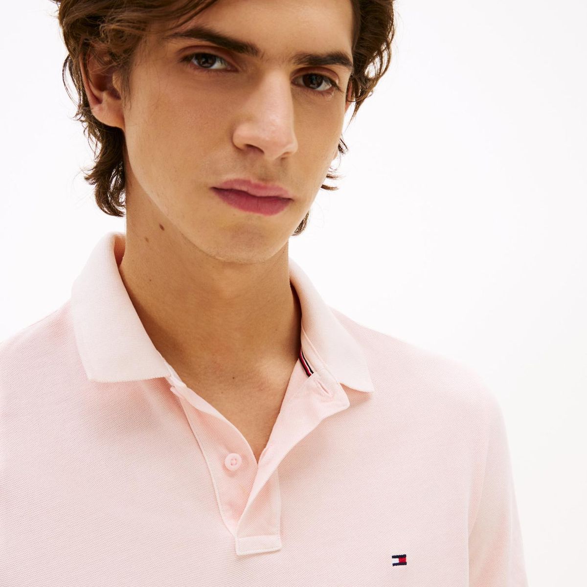 TOMMY HILFIGER - Polo rosa teñido en prenda con logo bordado Tommy Hilfiger