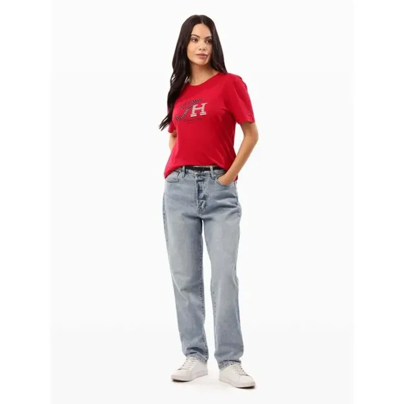 TOMMY HILFIGER - Camiseta roja con logo gráfico de corte regular Tommy Hilfiger