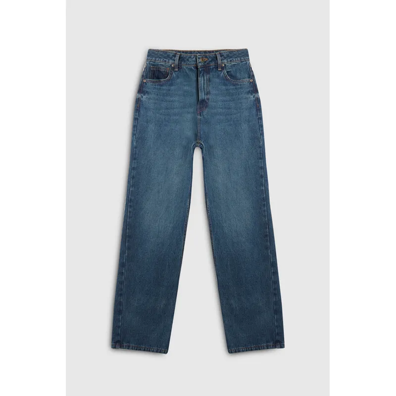 KOAJ - KOAJ Jean 90´S azul oscuro con cremallera, tiro alto y bota  Mujer