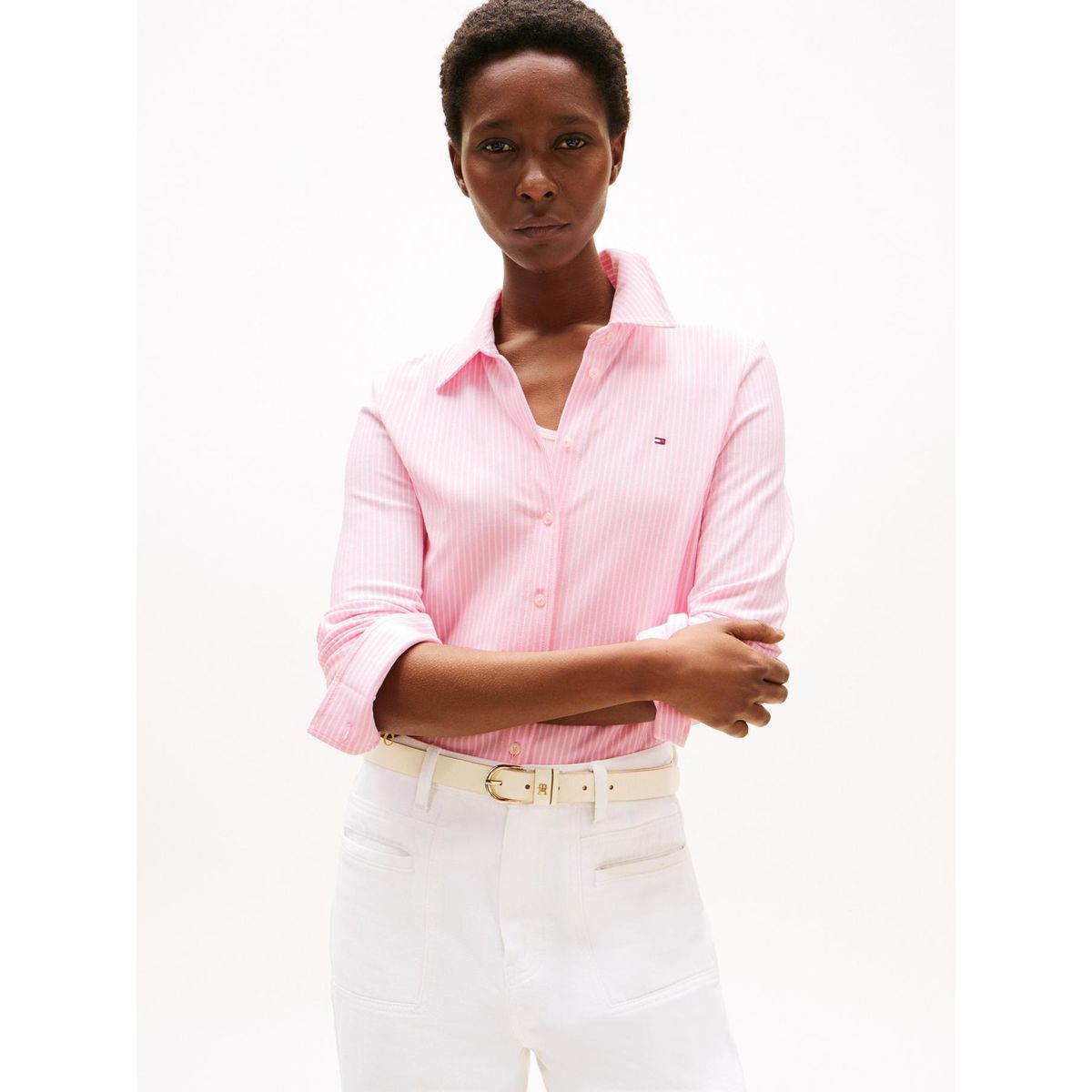 TOMMY HILFIGER - Camisa rosa de piqué 1985 de corte slim Tommy Hilfiger