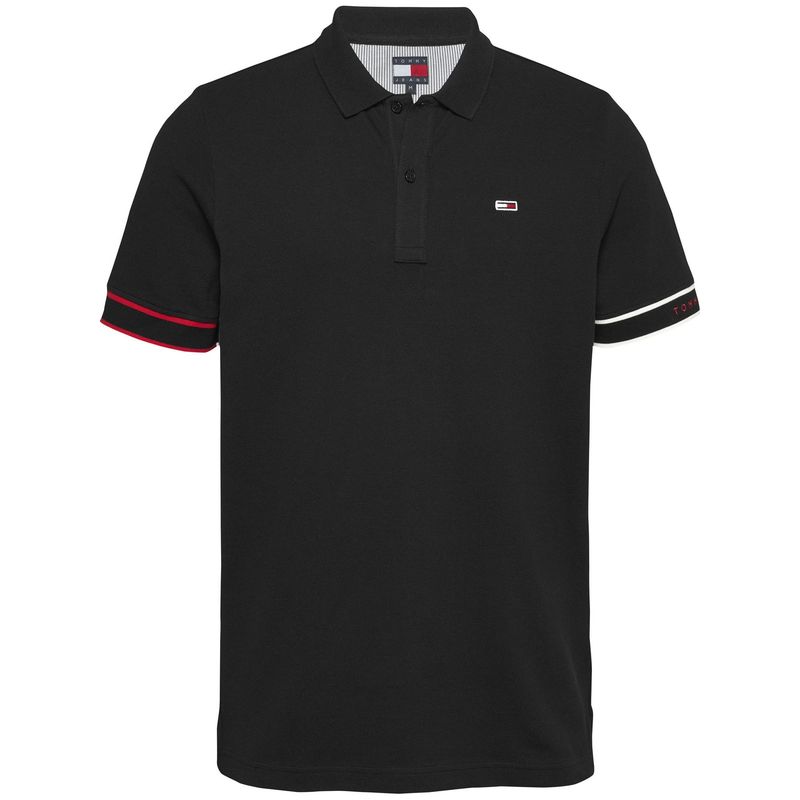 TOMMY HILFIGER - Polo negro de corte slim con logo Tommy Jeans