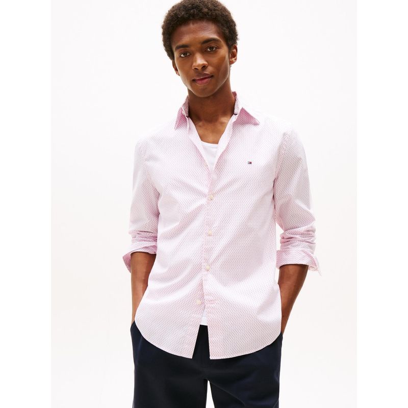 TOMMY HILFIGER - Camisa rosa Poplin Mini de manga larga Tommy Hilfiger