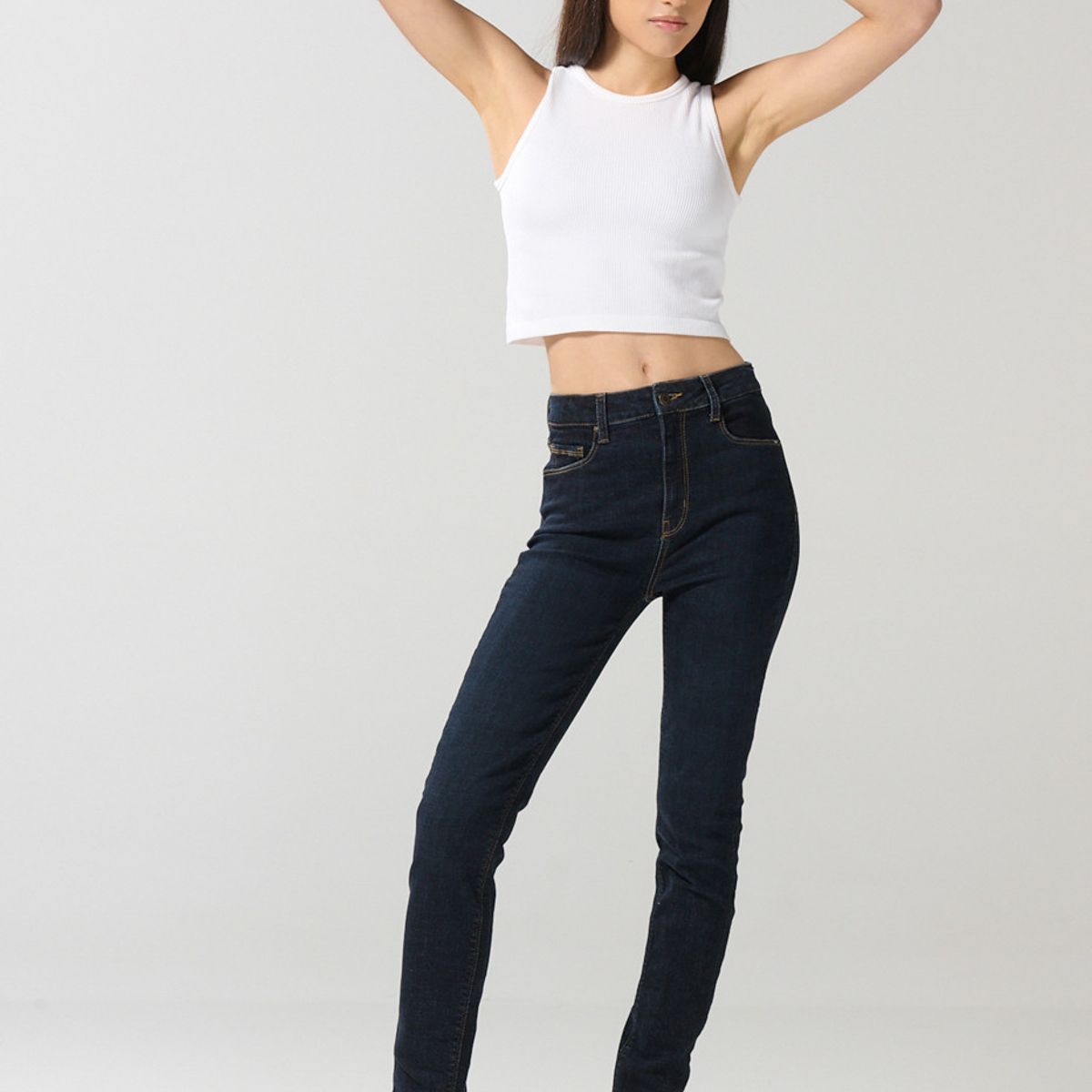 KOAJ - KOAJ Jean súper tiro alto jegging azul intenso con fit ceñi Mujer