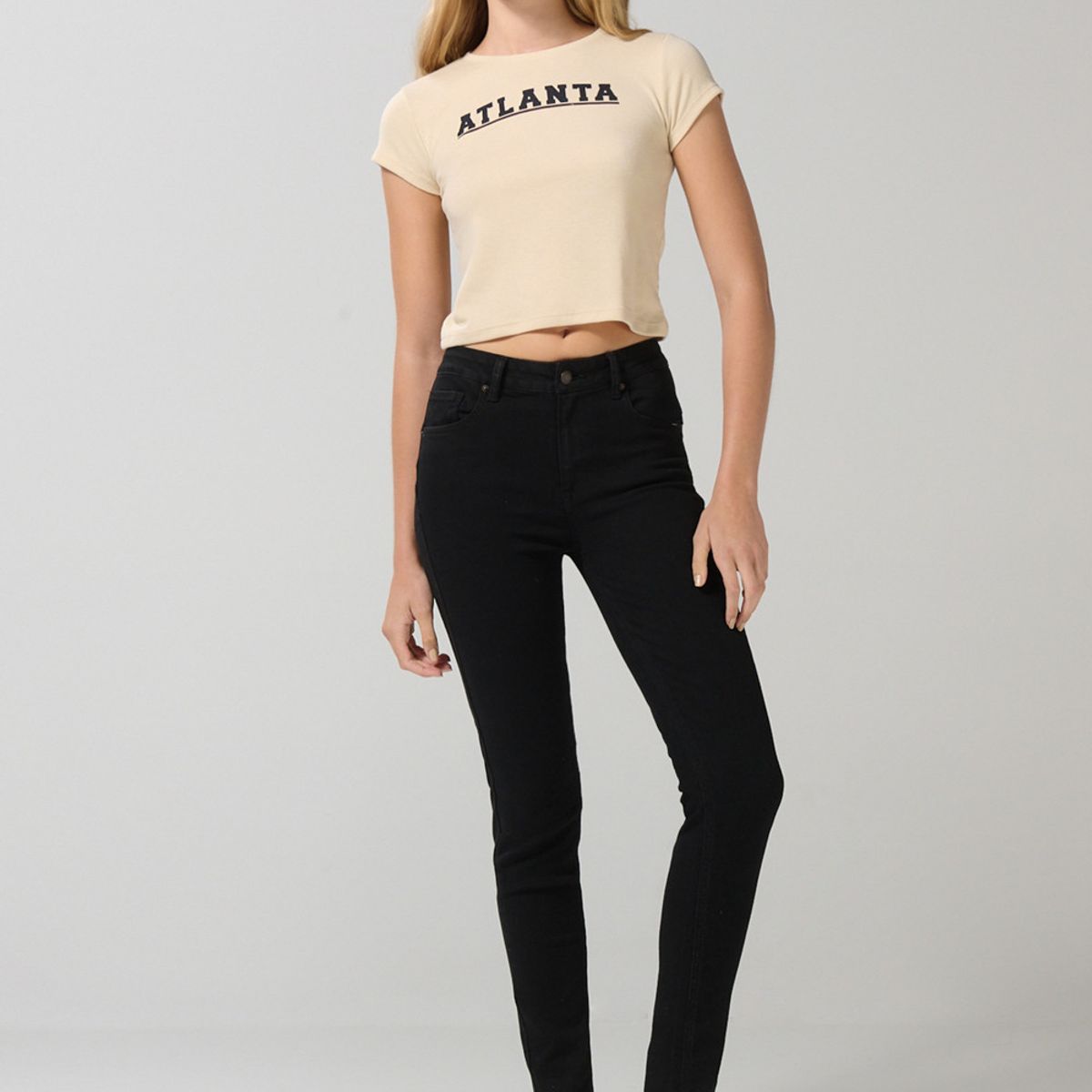 KOAJ - KOAJ Jean negro con efecto push up, realce y tiro alto Mujer