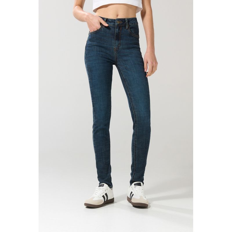 KOAJ - KOAJ Jean azul oscuro push up con realce, bolsillos y tiro a Mujer