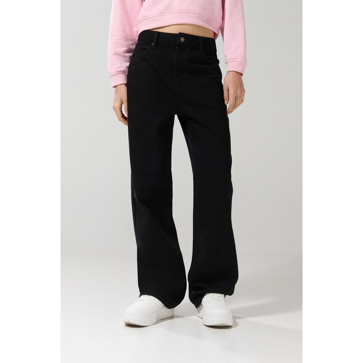 KOAJ - KOAJ Jean 90´S negro con bota recta, cremallera y tiro alto Mujer