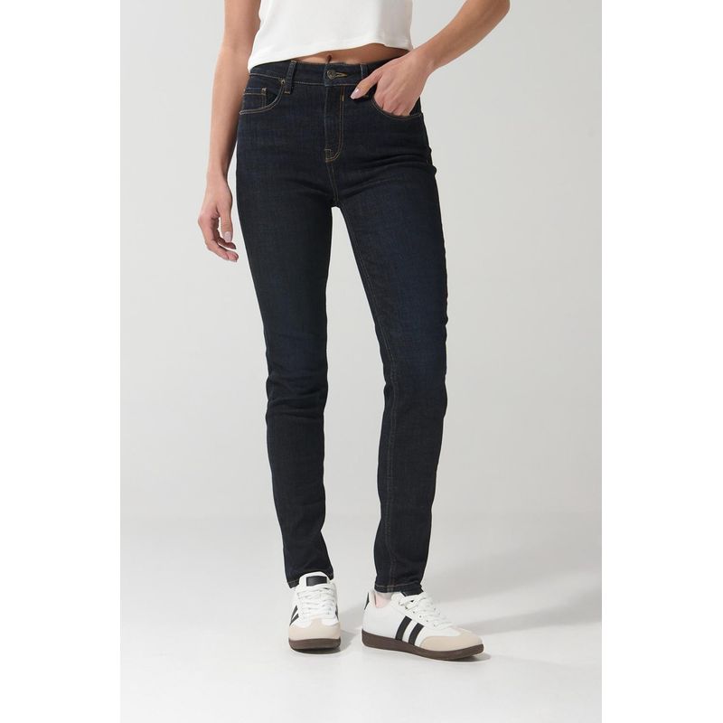KOAJ - KOAJ Jean tiro alto jegging azul intenso ceñido con cremalle Mujer