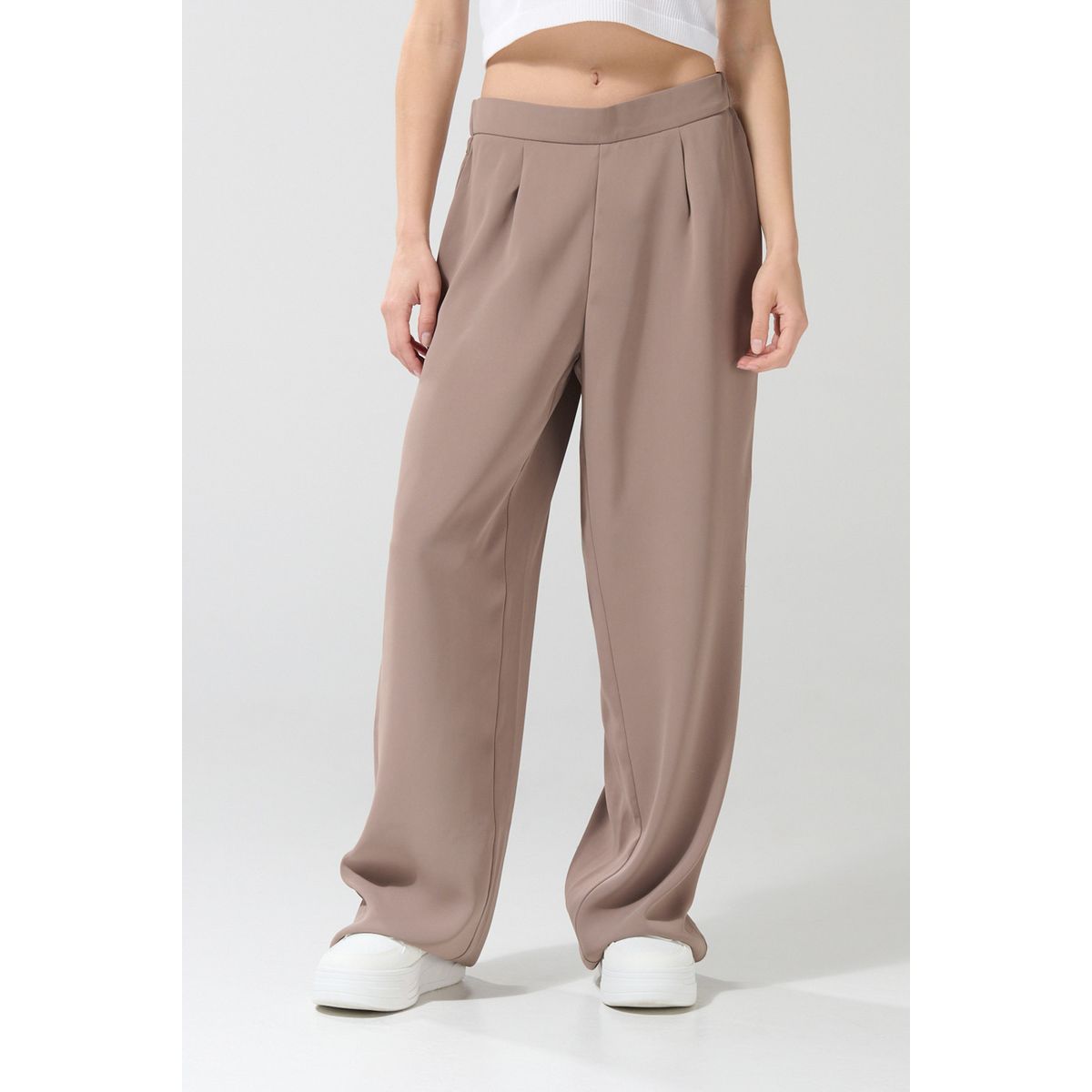 KOAJ - KOAJ Pantalón palazzo kaki intenso con tiro alto Mujer