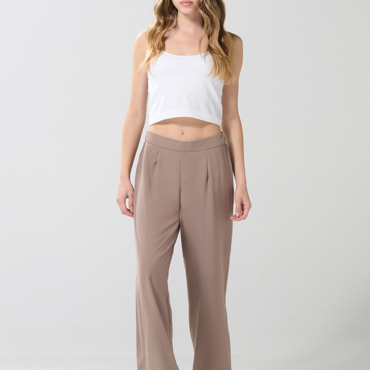 KOAJ - KOAJ Pantalón palazzo kaki intenso con tiro alto Mujer