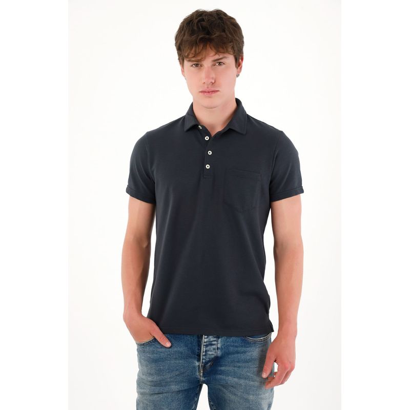TENNIS - Camiseta polo manga corta azul para hombre