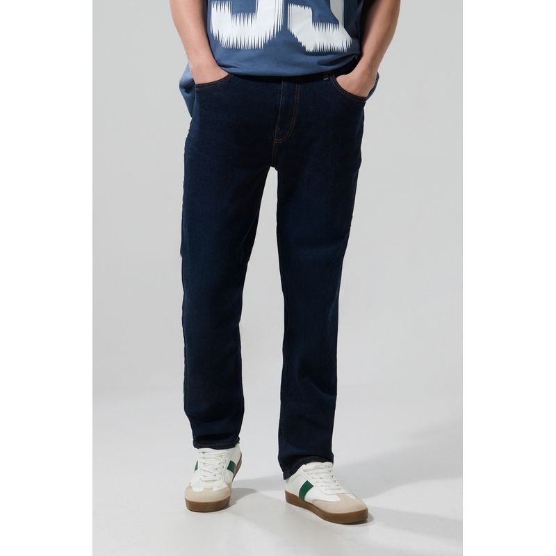 KOAJ - KOAJ Jean straight leg tiro bajo azul oscuro con bota recta