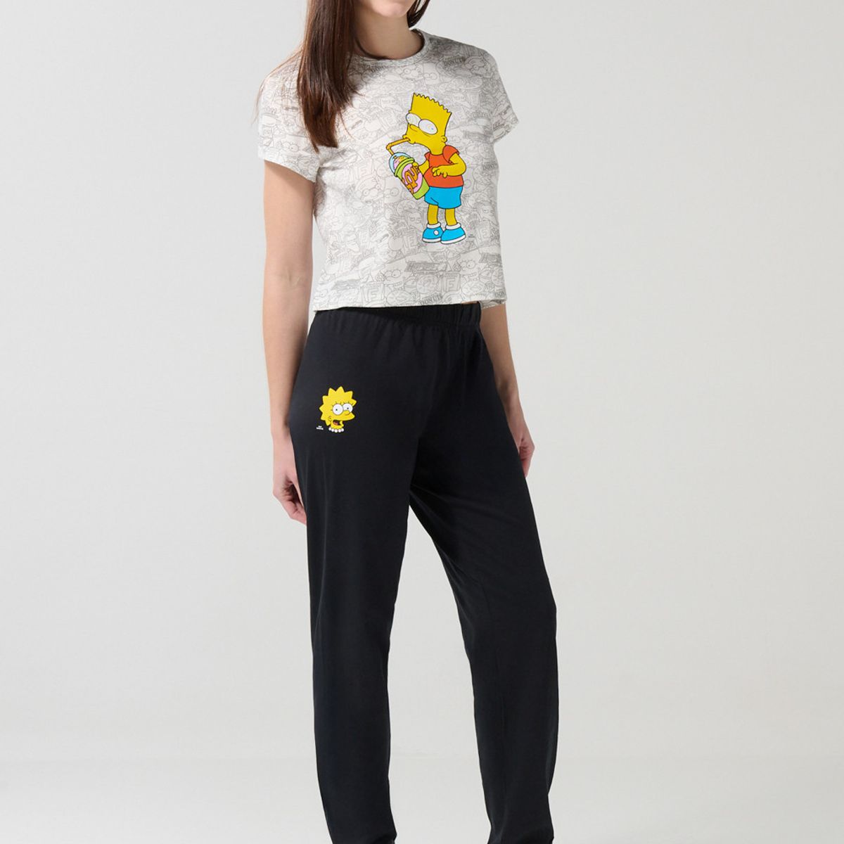 KOAJ - KOAJ Pantalón jogger unicolor con diseño de Los Simpson Mujer
