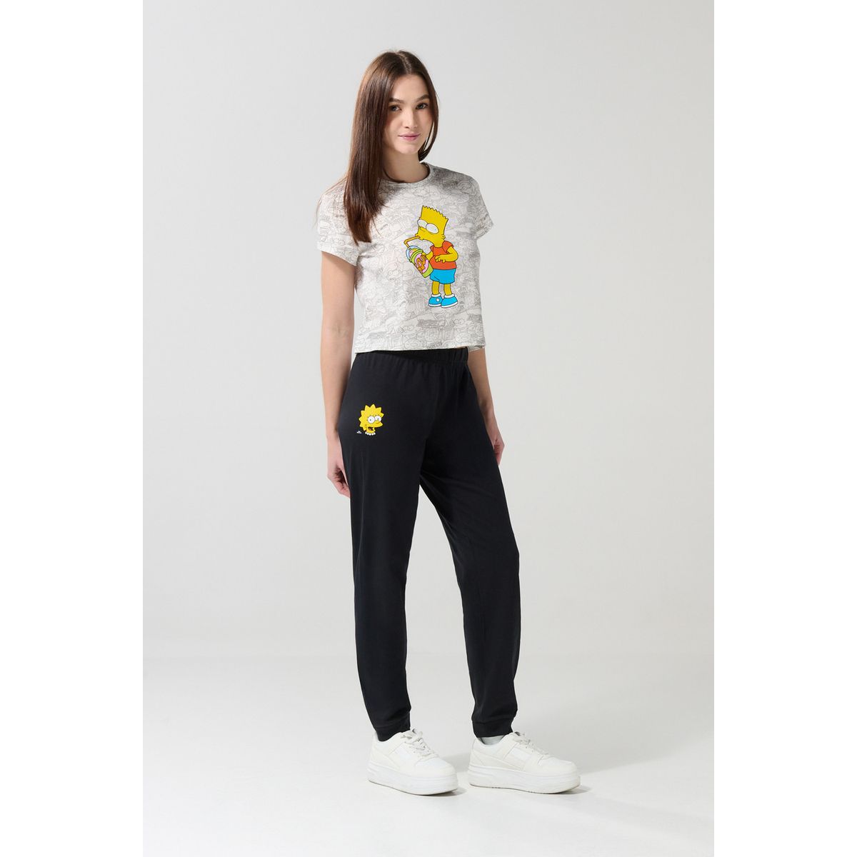 KOAJ - KOAJ Pantalón jogger unicolor con diseño de Los Simpson Mujer